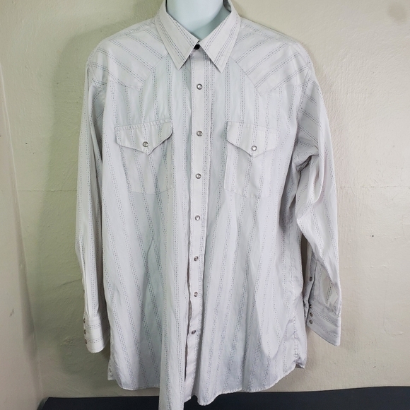 Vintage Panhandle Slim Mens Size 18 x 36 Button Down Western Shirt Pearl Snaps - Picture 3 of 12